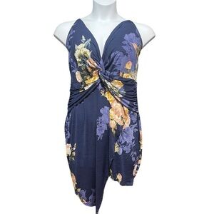 Lilian Twist Front Floral Faux Wrap Summer Vacation Resortwear Dress Women's 3X
